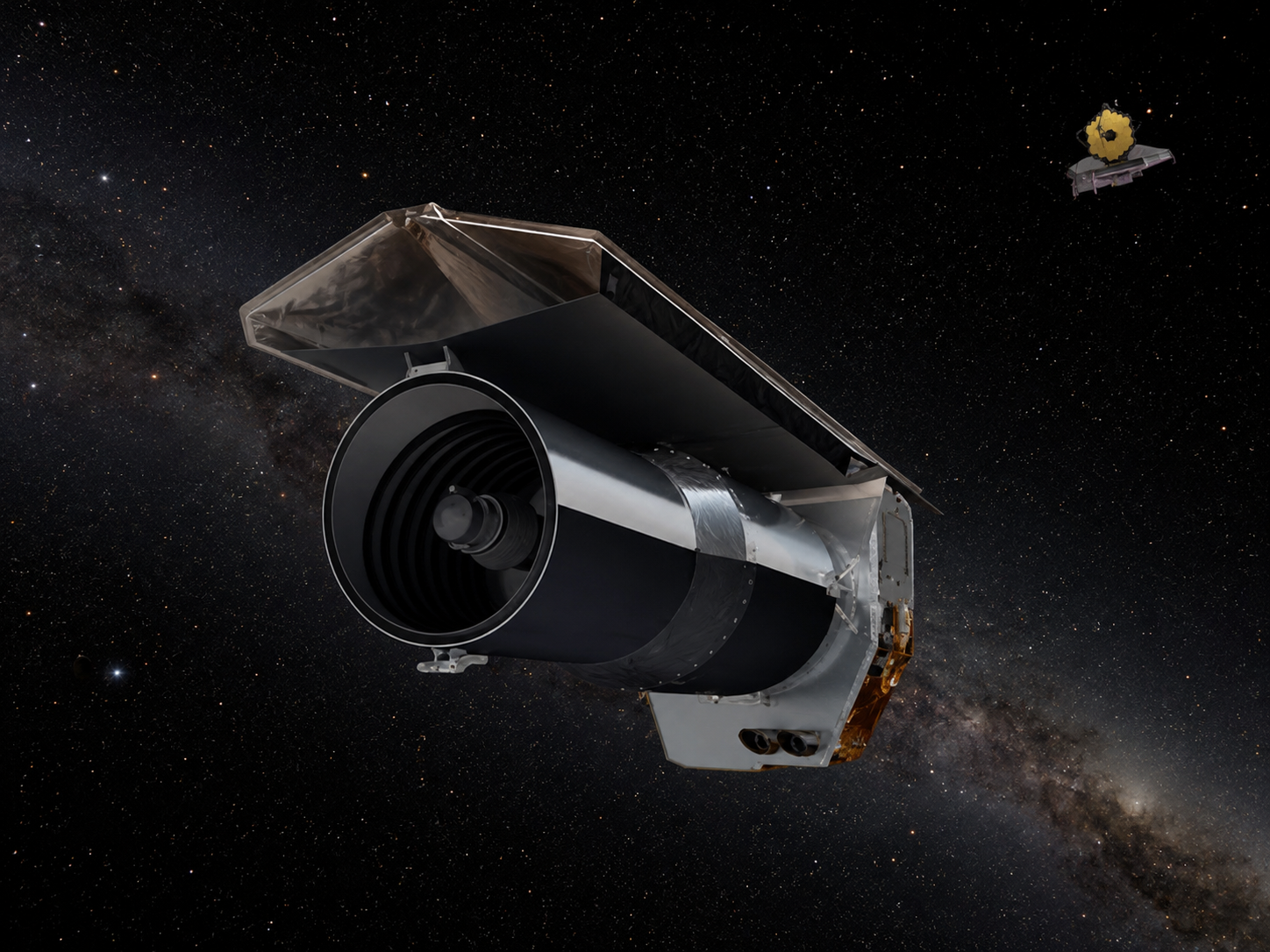 AI-generated illustration of the Spitzer Space Telescope