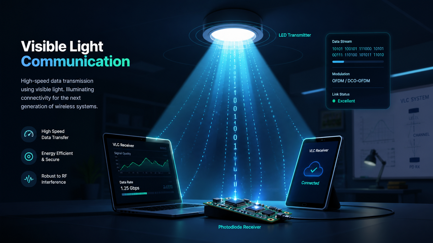 Visible light communication conceptual illustration