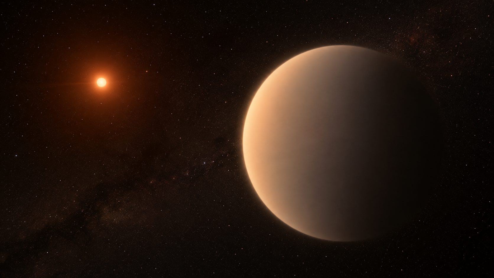 Artist's concept of the hazy sub-Neptune exoplanet GJ 1214 b