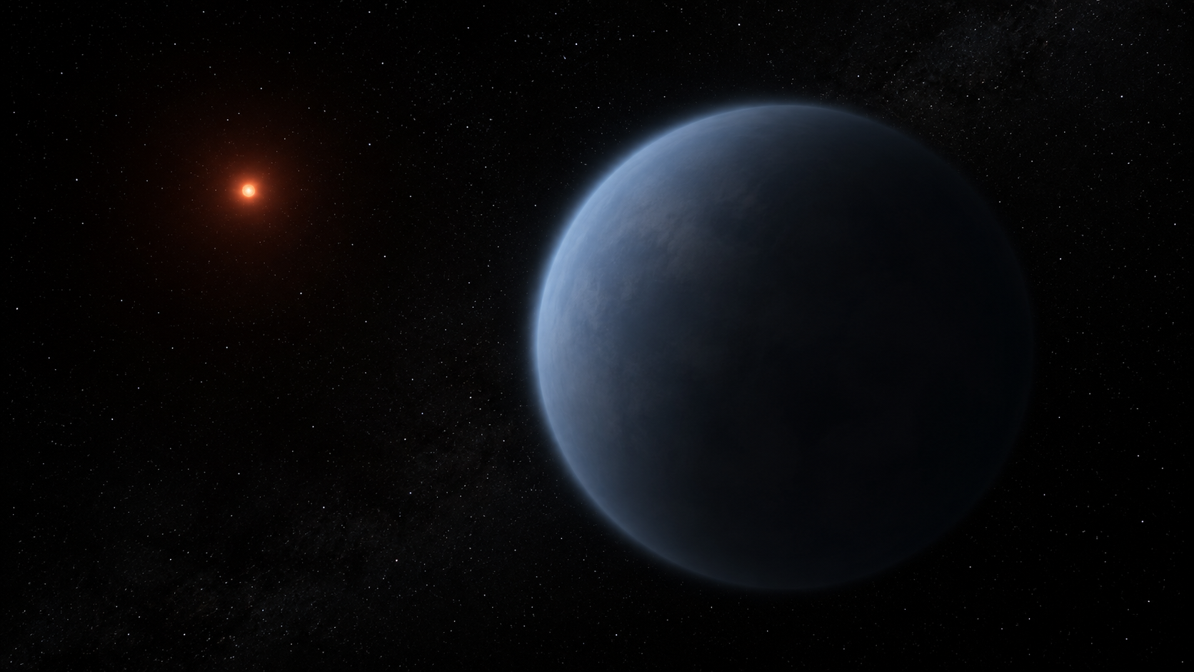 Artist's concept of the temperate sub-Neptune K2-18 b