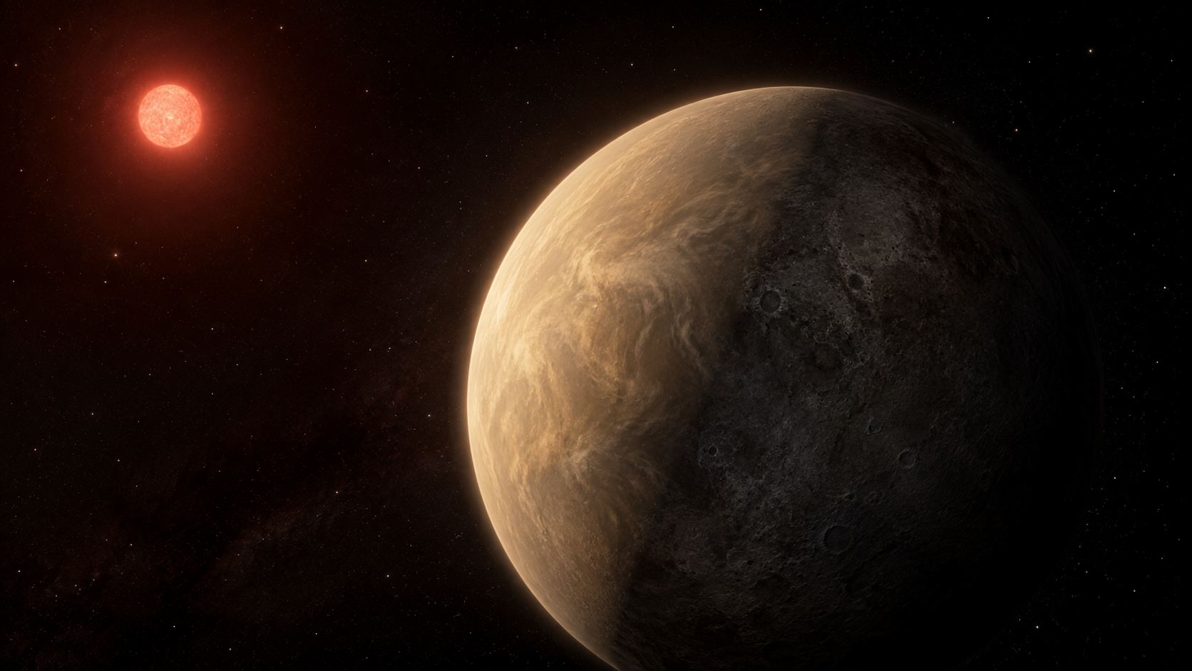 Artist's concept of the Earth-sized rocky exoplanet LHS 475 b
