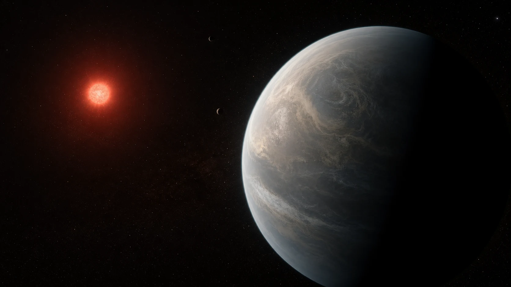Artist's interpretation of TOI-270 d near its host star