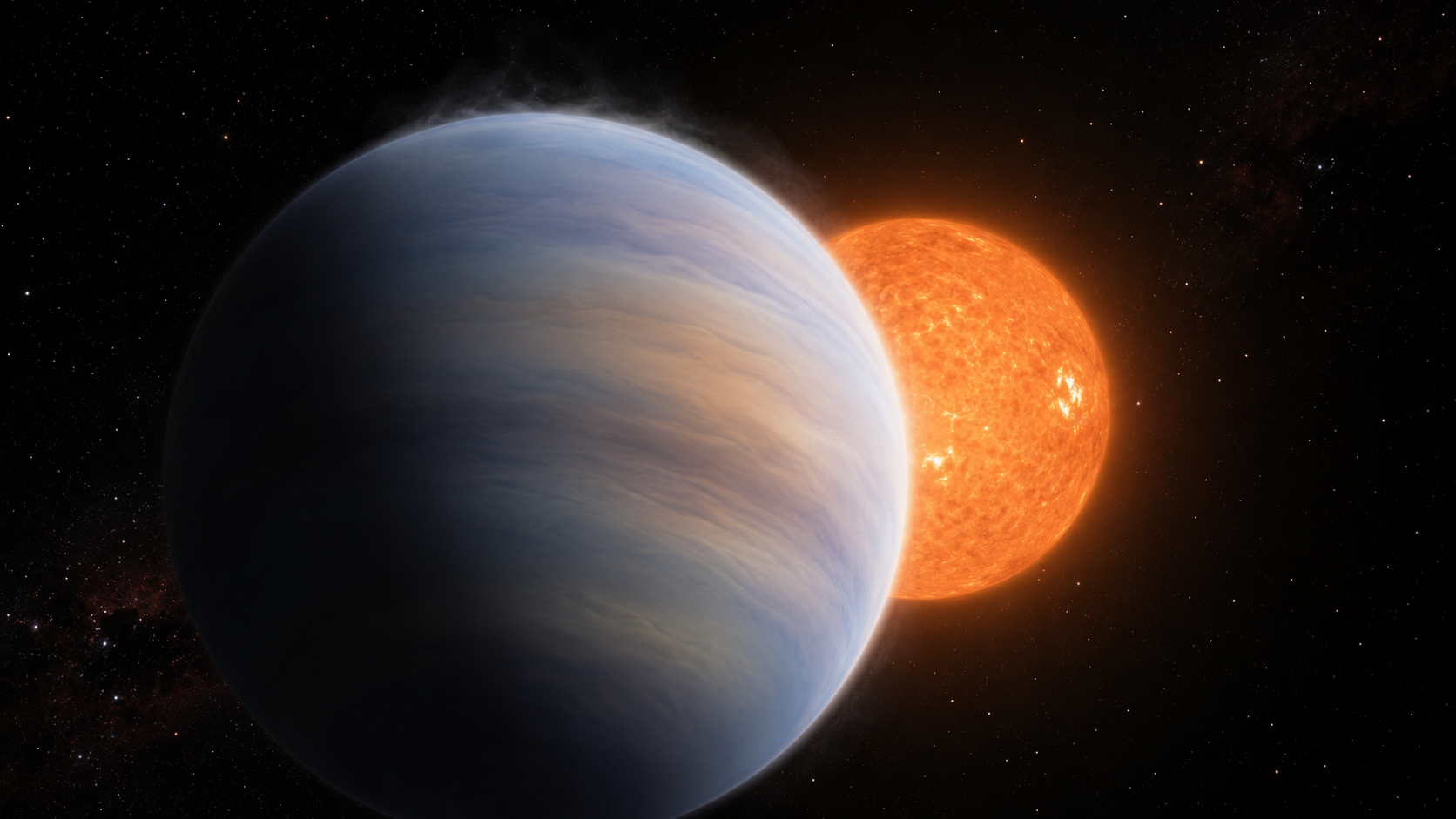 Artist's concept of the puffy warm Neptune WASP-107 b