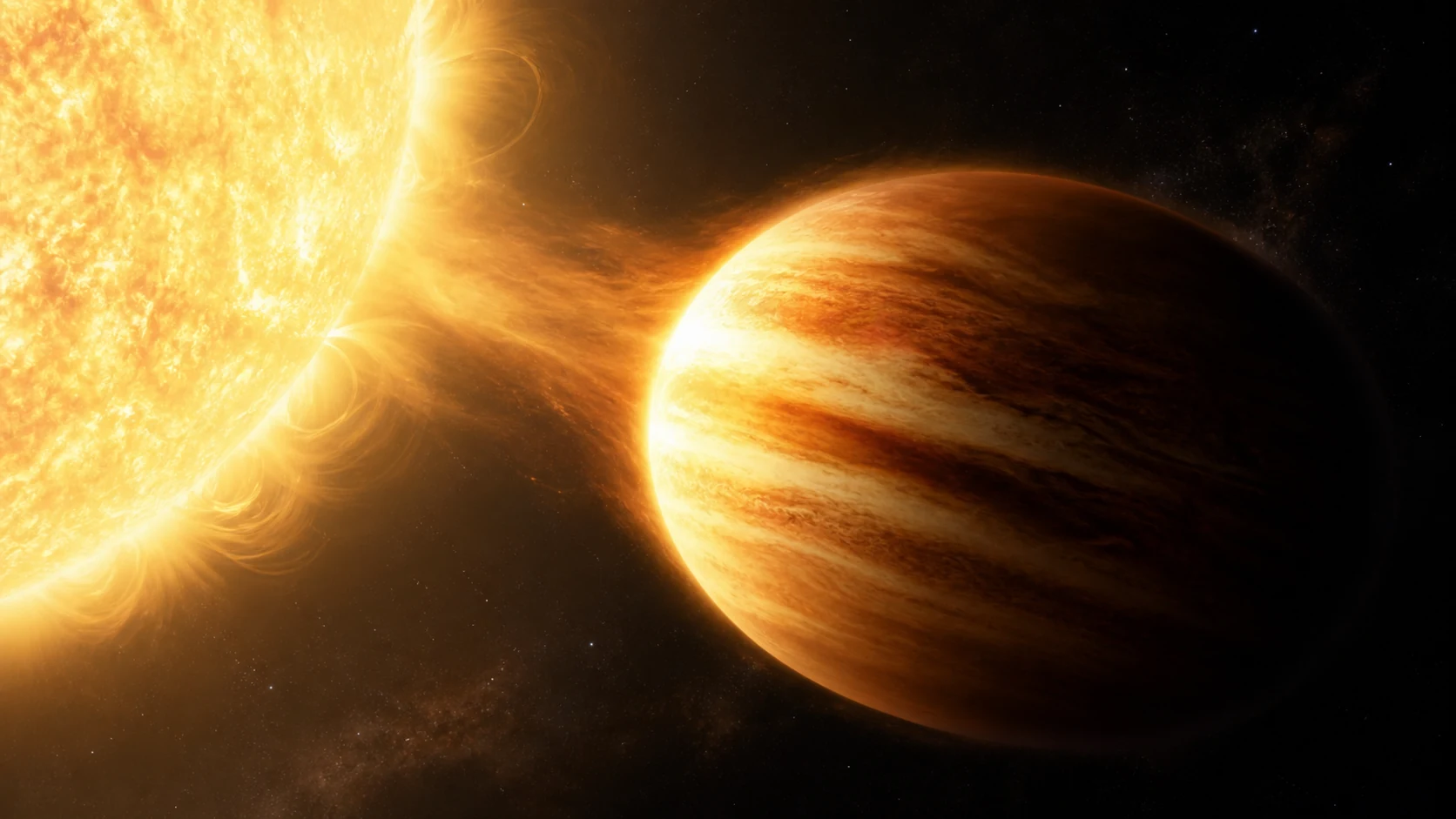 Artist's interpretation of WASP-12 b near its host star