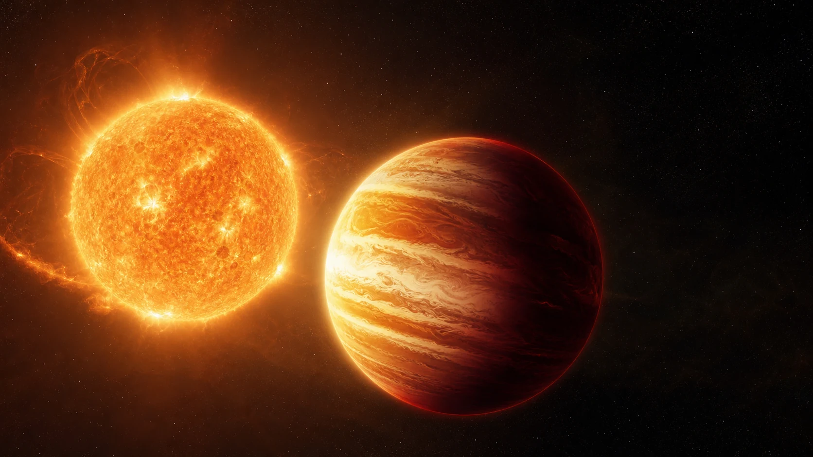 Artist's interpretation of WASP-19 b near its host star