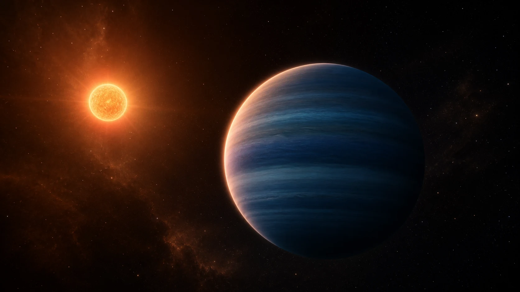 Artist's interpretation of WASP-80 b near its host star